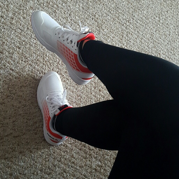 White and coral Reebok gym shoes  NWOT