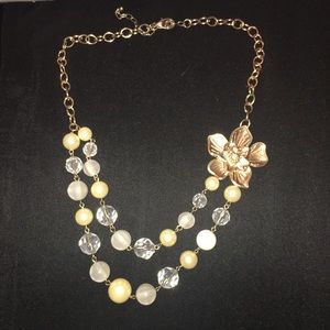 Gold and cream bubble necklace with earrings