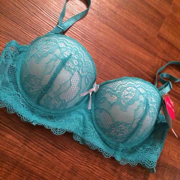 Teal Lace Push Up Bra 34B