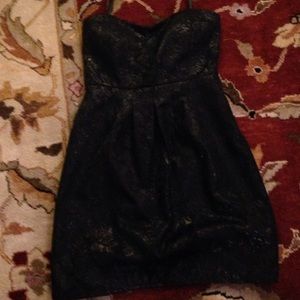 NWOT Strapless black dress with floral pattern