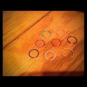 8 Colored Stainless Steel Nose Rings