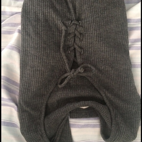 lace up graycrop top brand new PACSUN - Picture 2 of 4