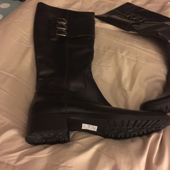 Brown leather boots