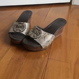 Tory Burch Patti Python Wedges