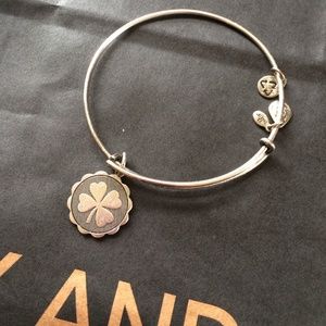 Alex and Ani Silver Four Leaf Clover Charm Bangle