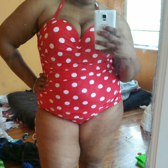 50s Retro Vintage Floral Print White Polka One Pie - Picture 2 of 4