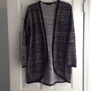 Tribal pattern cardigan sweater.