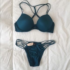 Victoria's Secret teal bra and panty set