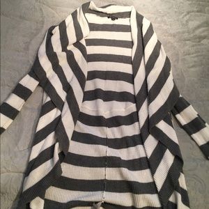 Grey and white stripped Express sweater