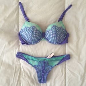 Victoria's Secret lavender and turquoise lace set