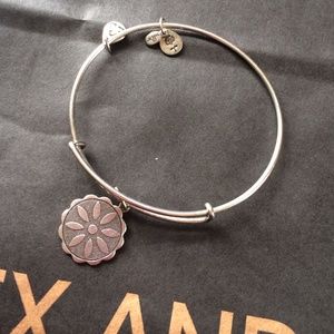 Alex and Ani Silver Flower Charm Bangle