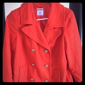 Orange peacoat