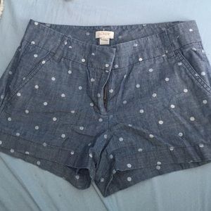 Chambray polka dot j crew shorts
