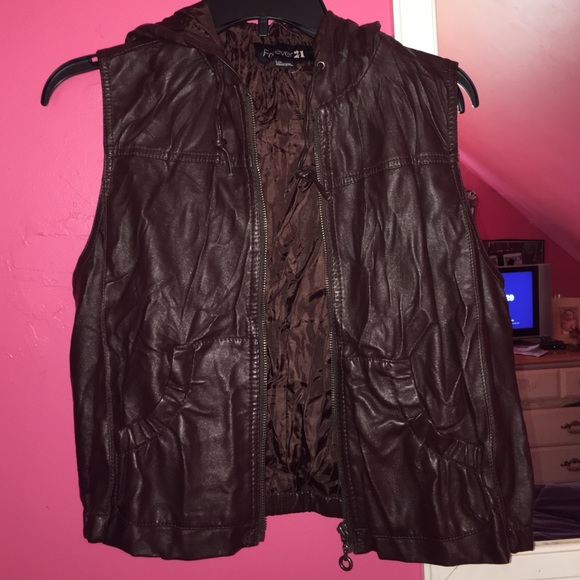 Brown faux leather vest