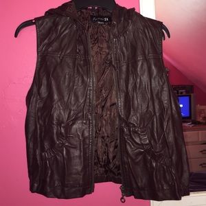 Brown faux leather vest