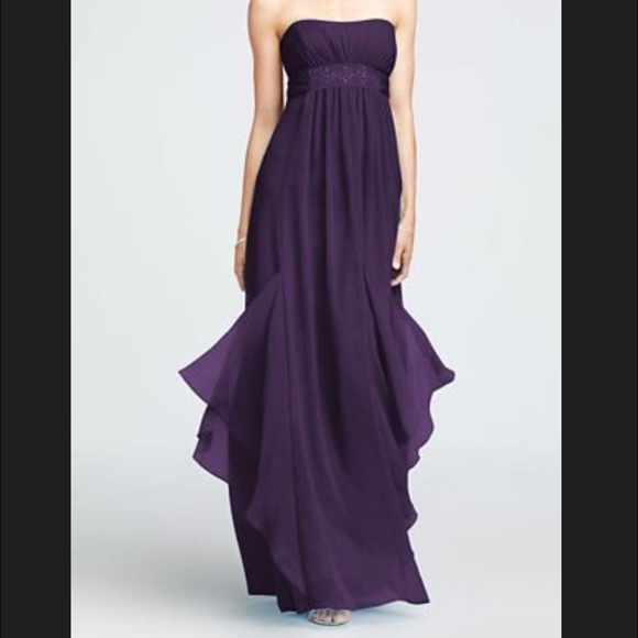 David's Bridal Strapless Crinkle Chiffon dress