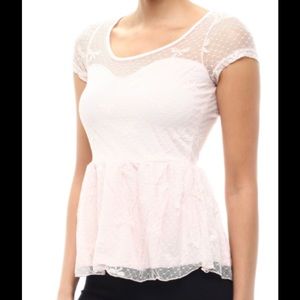 Illusion neckline lace top