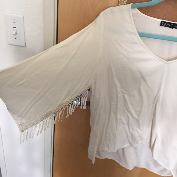 For Love and Lemons cream fringe top