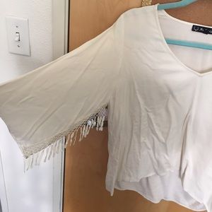 For Love and Lemons cream fringe top