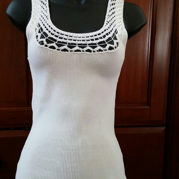 Cache white beaded tank