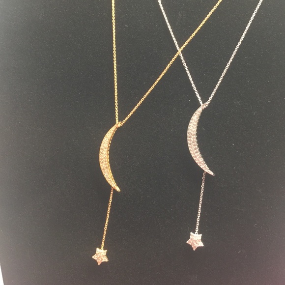 ZokyDoky Jewelry - Crescent Moon with Dangling Star in  Silv or Gold