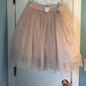 Pink/blush tulle w/gold polka-dot