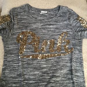 Victoria's Secret heather gray T-shirt gold sequin