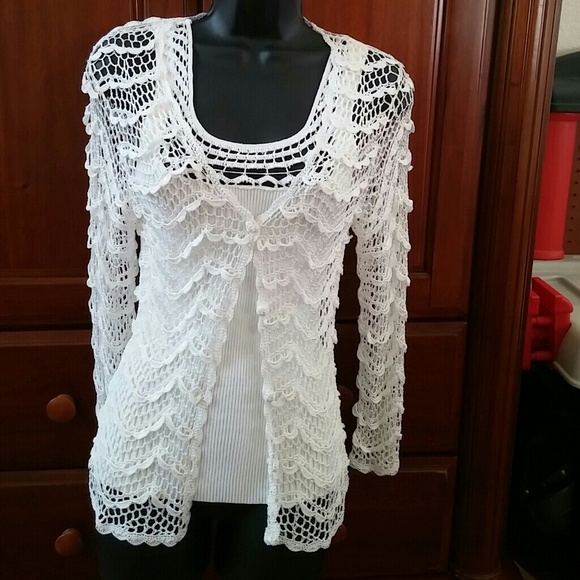 Cache white dressy tank/jacket set