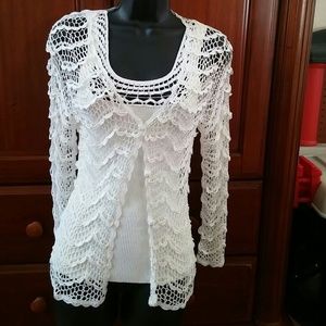 Cache white dressy tank/jacket set