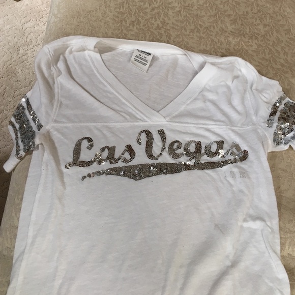 Victoria secret pink white silver sequin T-shirt