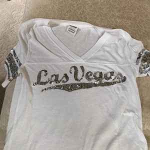 Victoria secret pink white silver sequin T-shirt