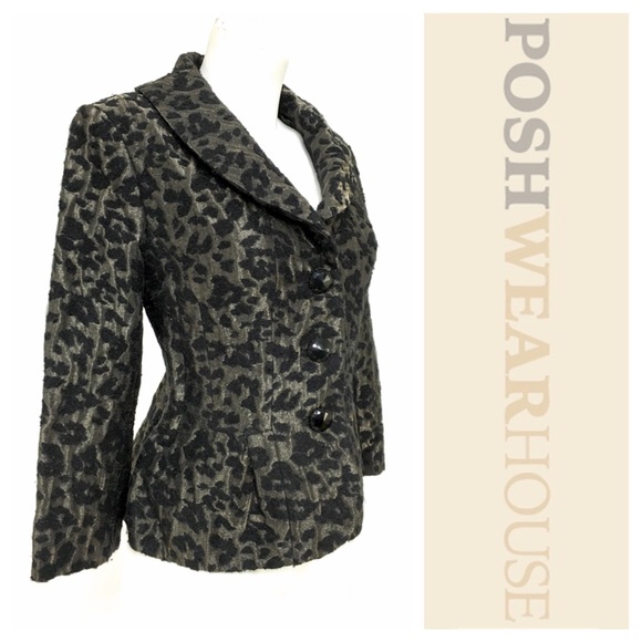 Flores & Flores Jackets & Blazers - Black & Pewter Cheetah Print Dressy Blazer