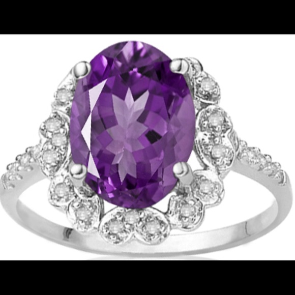 Jewelry - Floral Lavender Amethyst and Diamond Ring