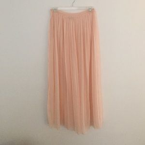 Light pink pleated maxi skirt
