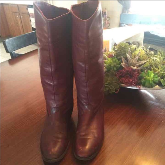 Vintage Frye Maroon leather tall boots 10