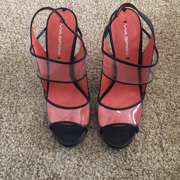 Via Spiga black & clear pumps