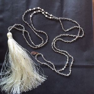 Zacasha Crystal Beaded Tassel Drop Necklace