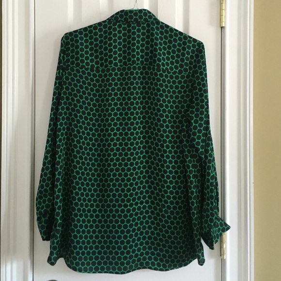 MICHAEL Michael Kors Tops - Drop 4 CCO! Never Worn! Green with Navy Dot Blouse MICHAEL Michael Kors Tops - Drop 4 CCO! Never Worn! Green with Navy Dot Blouse