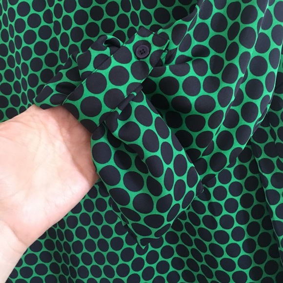 MICHAEL Michael Kors Tops - Drop 4 CCO! Never Worn! Green with Navy Dot Blouse MICHAEL Michael Kors Tops - Drop 4 CCO! Never Worn! Green with Navy Dot Blouse