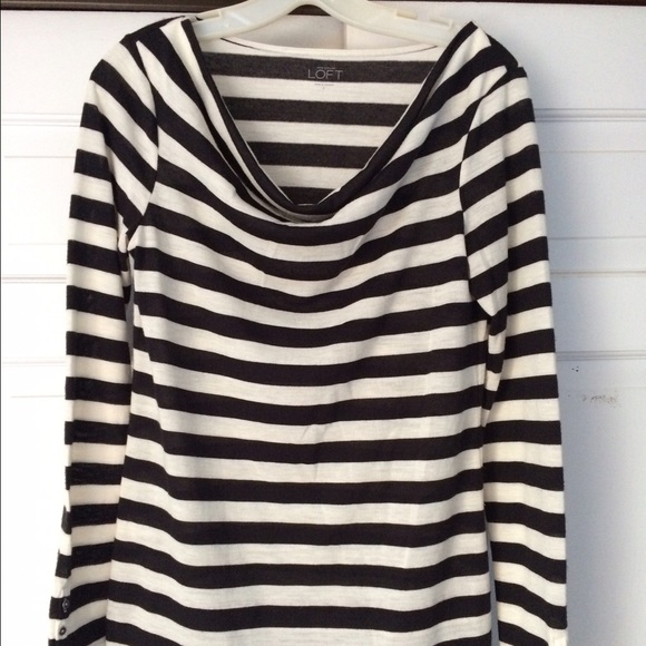 Ann Taylor Loft black and white striped top