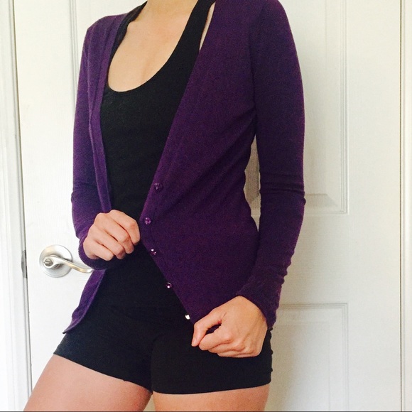 Express form fitting royal purple cardigan