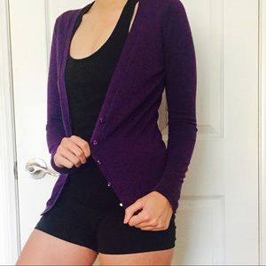 Express form fitting royal purple cardigan