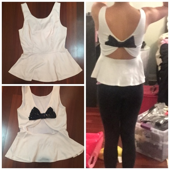 White peplum open back