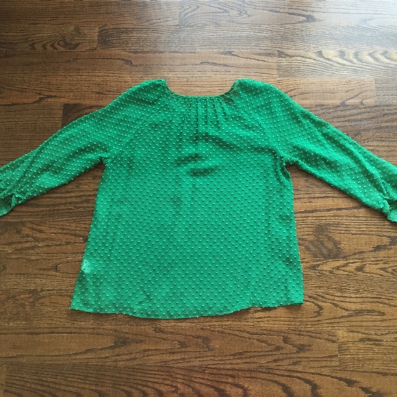 J Crew green sheer blouse - Picture 2 of 4