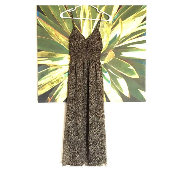 Leopard print maxi dress with built In padded bra