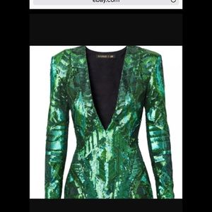 Balmain x H&M Green Sequin Cocktail Dress