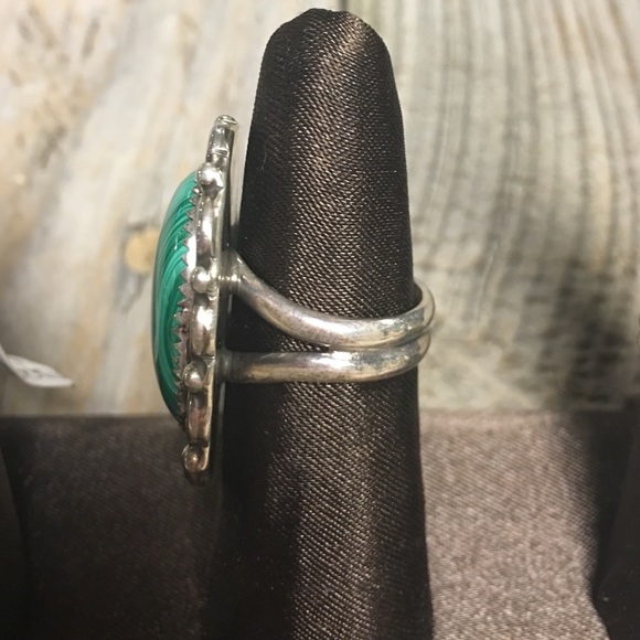 Malachite Sterling Silver Ring (R356) - Picture 2 of 4