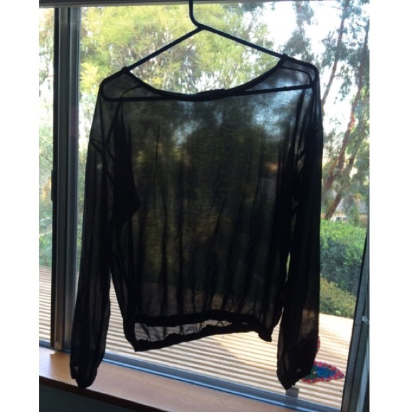 Black Transparent Long Sleeve Blouse