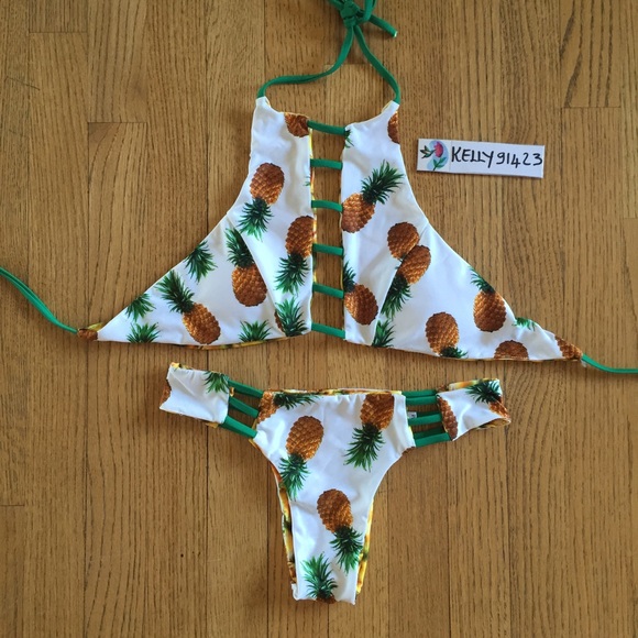 triangl swimwear Other - New reversible pineapple high neck swimsuit set S