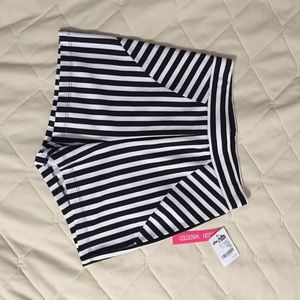 Black and white striped shorts